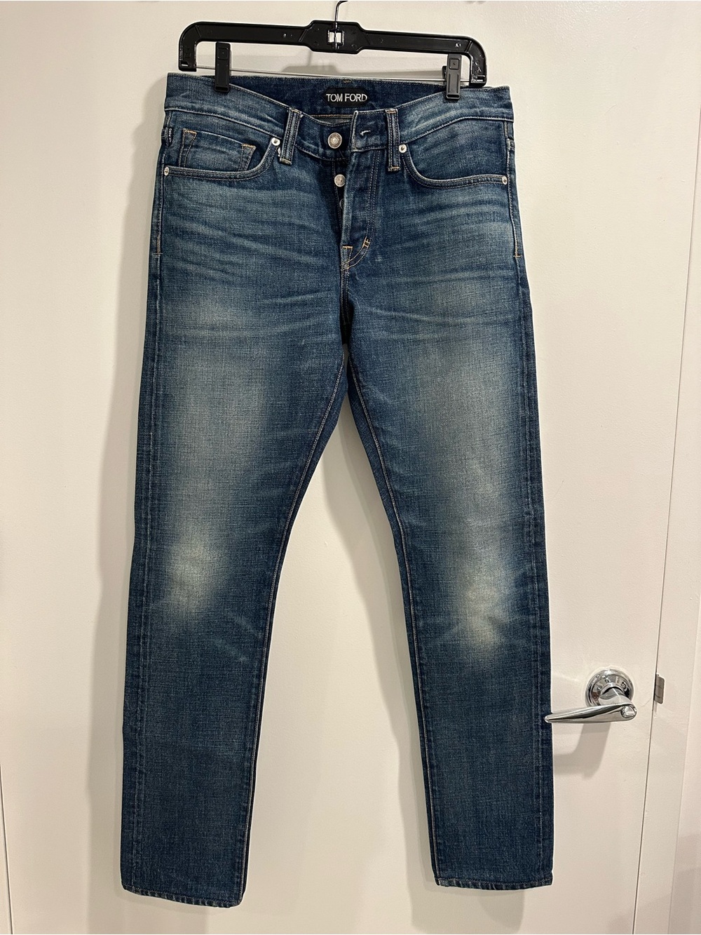 Tom Ford Slim Straight Dark Blue Washed Jeans